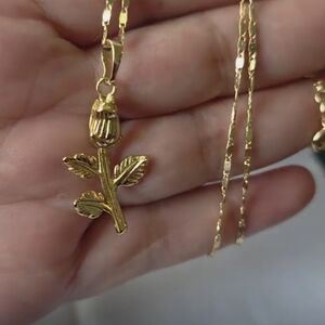 14k Gold Plated Rose Pendant Necklace